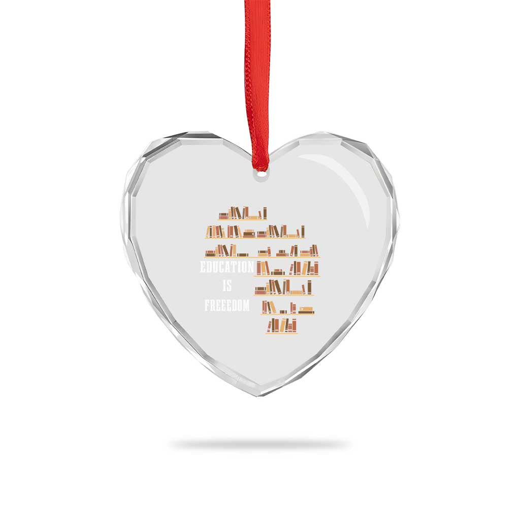 Black History Education Is Freedom Heart Crystal Glass Ornament African Roots Africa Map - Wonder Print Shop