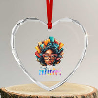 Black History Education Is Freedom Heart Crystal Glass Ornament Black Teacher Books - Wonder Print Shop