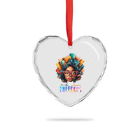 Black History Education Is Freedom Heart Crystal Glass Ornament Black Teacher Books - Wonder Print Shop
