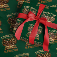 Black History Education Is Freedom Wrapping Paper Roll Retro Books Afro African American Heritage