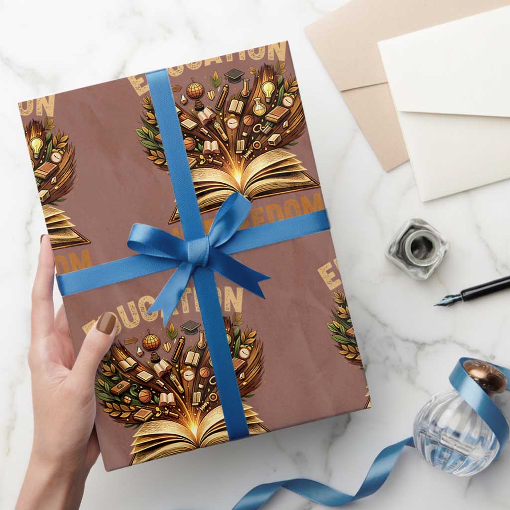 Black History Education Is Freedom Wrapping Paper Roll Retro Books Afro African American Heritage