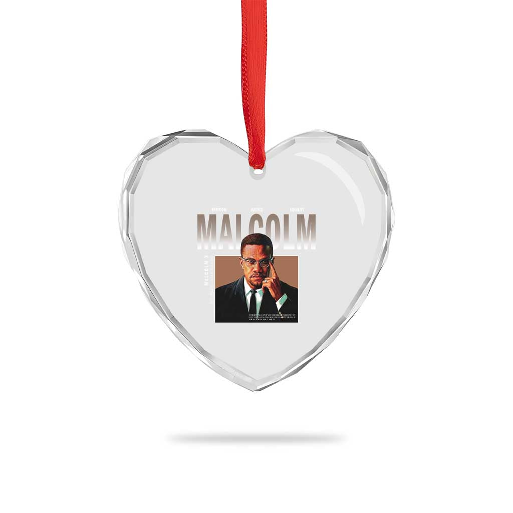 Black History Hero Malcolm X Heart Crystal Glass Ornament Stumbling Is Not Falling TS12