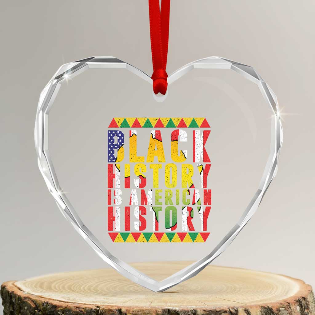 Black History is American History Heart Crystal Glass Ornament Patriotic African Pride