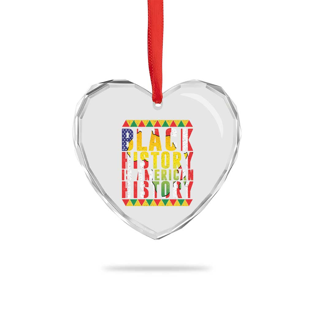 Black History is American History Heart Crystal Glass Ornament Patriotic African Pride