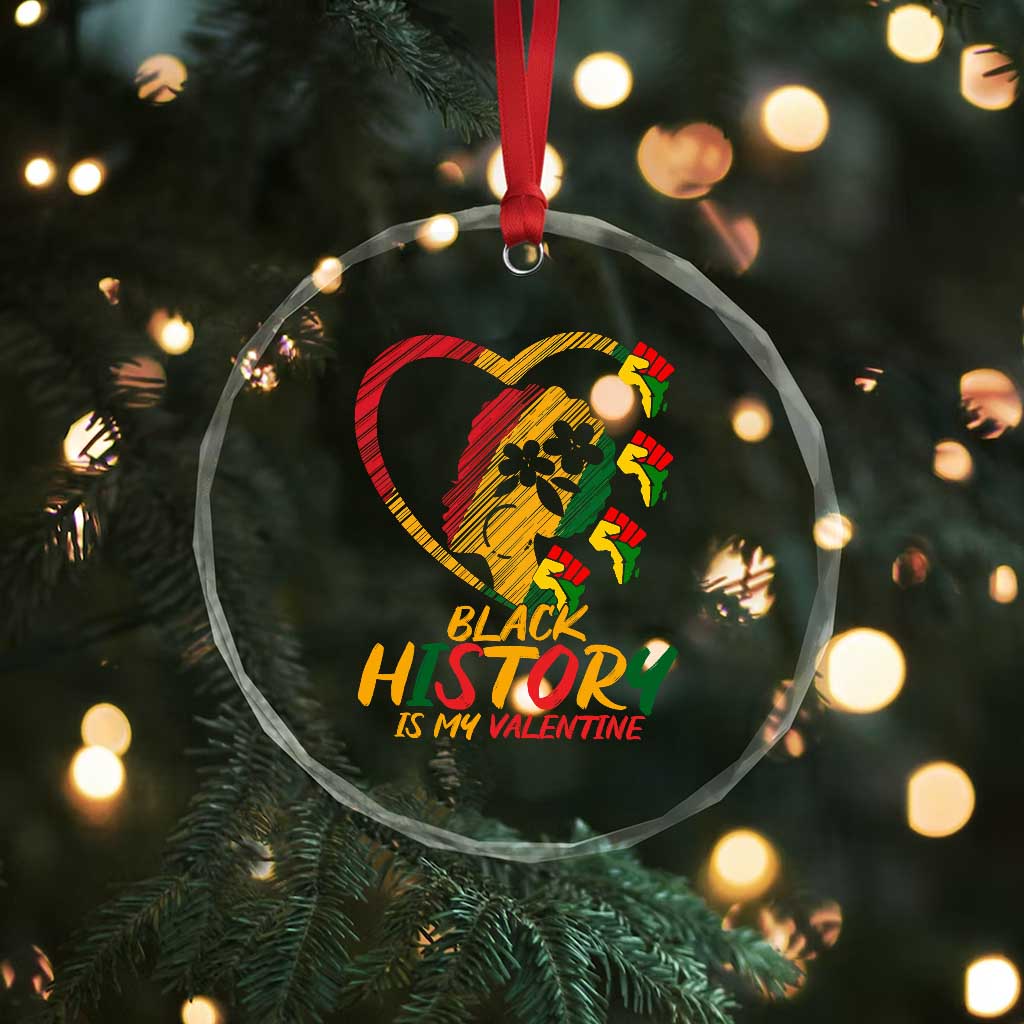 Black History Is My Valentine Crystal Glass Ornament Gift For Melanin Queen - Wonder Print Shop