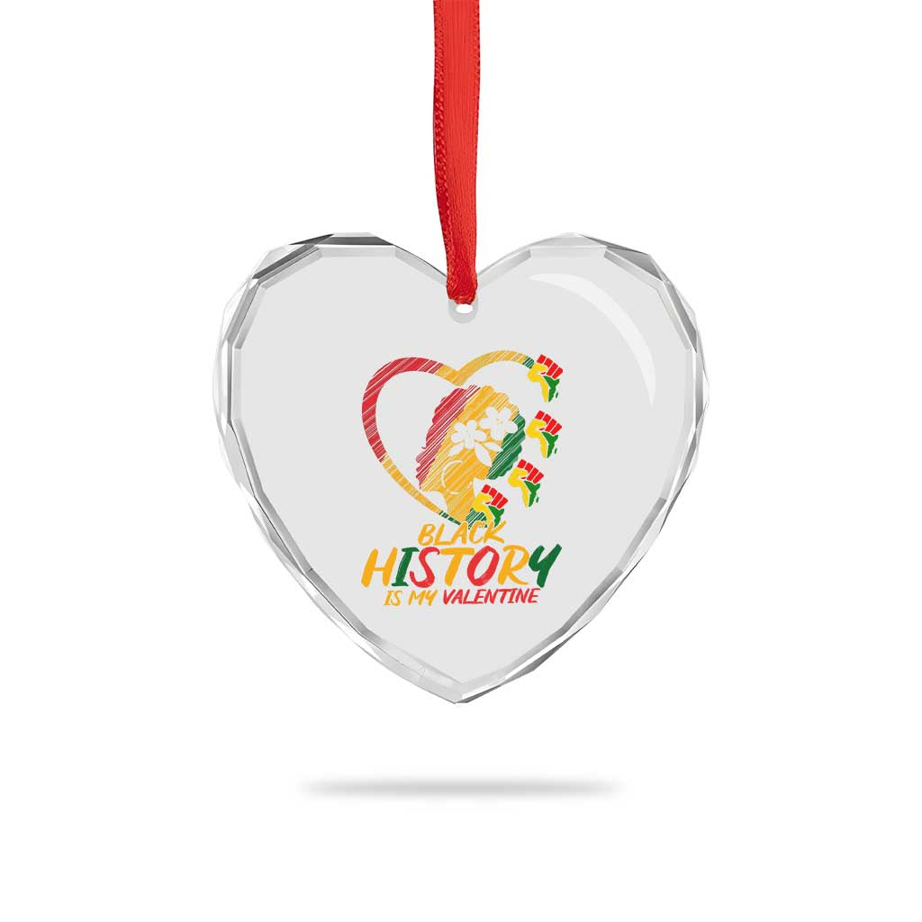 Black History Is My Valentine Heart Crystal Glass Ornament Gift For Melanin Queen - Wonder Print Shop