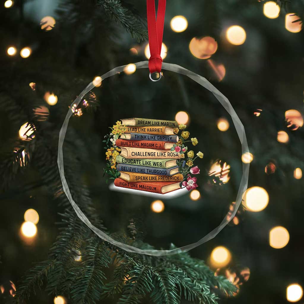 Black History Leaders Book Crystal Glass Ornament African American Teachers - Wonder Print Shop