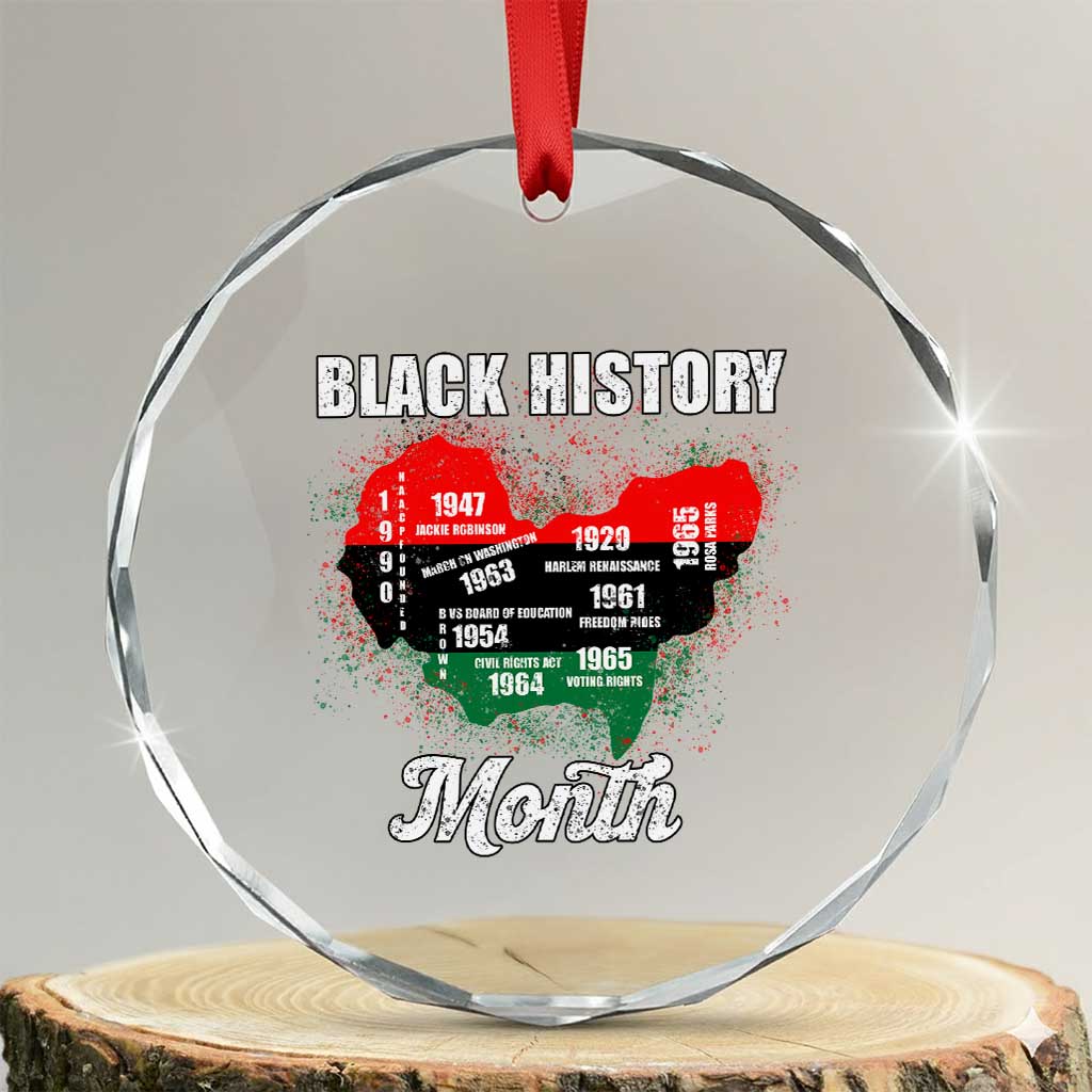 Black History Leaders Crystal Glass Ornament African American Milestones Map Civil Right - Wonder Print Shop