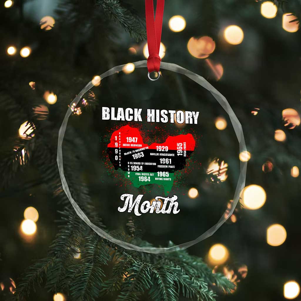 Black History Leaders Crystal Glass Ornament African American Milestones Map Civil Right - Wonder Print Shop