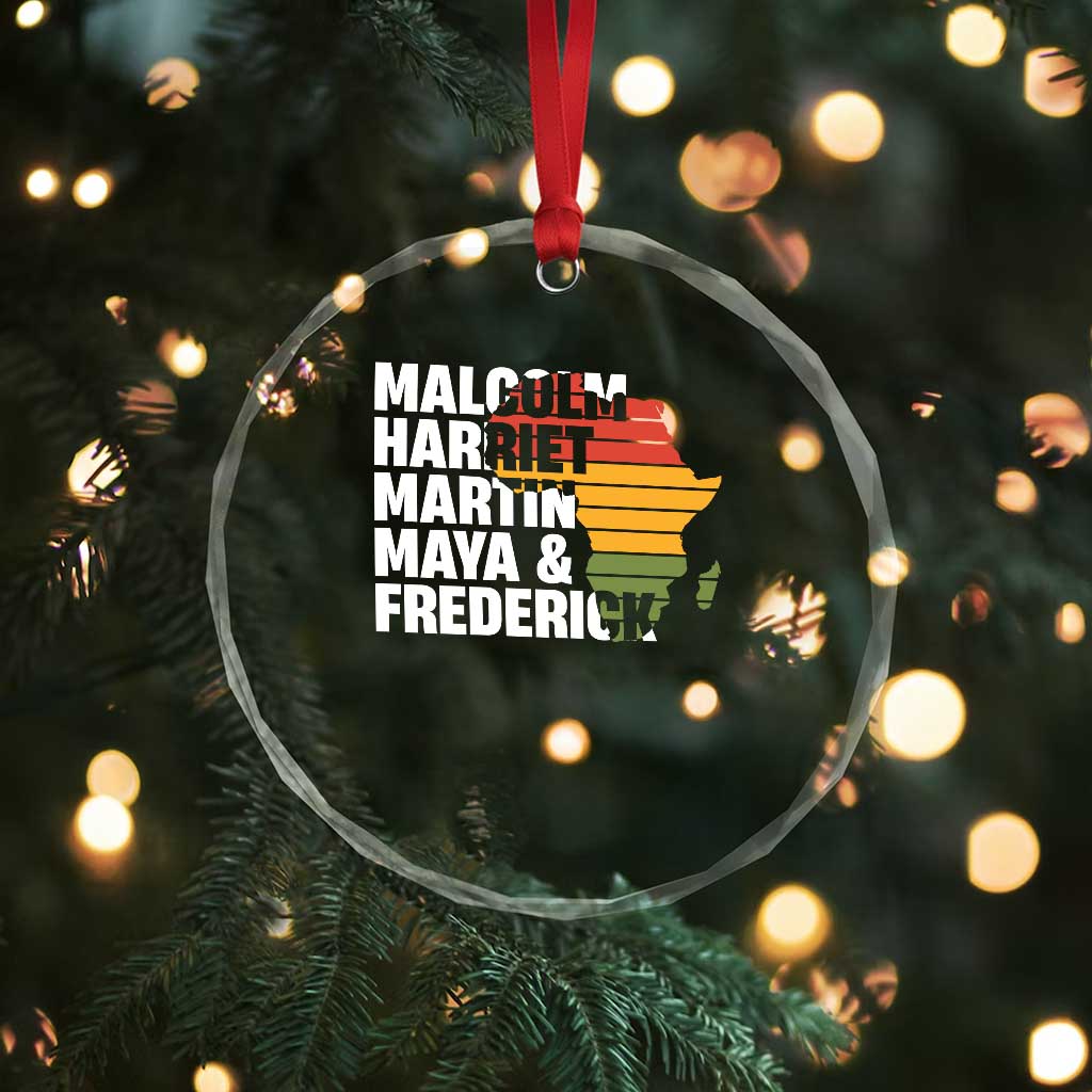 Black History Leaders Crystal Glass Ornament Malcolm Harriet Martin Maya Frederick Africa Map