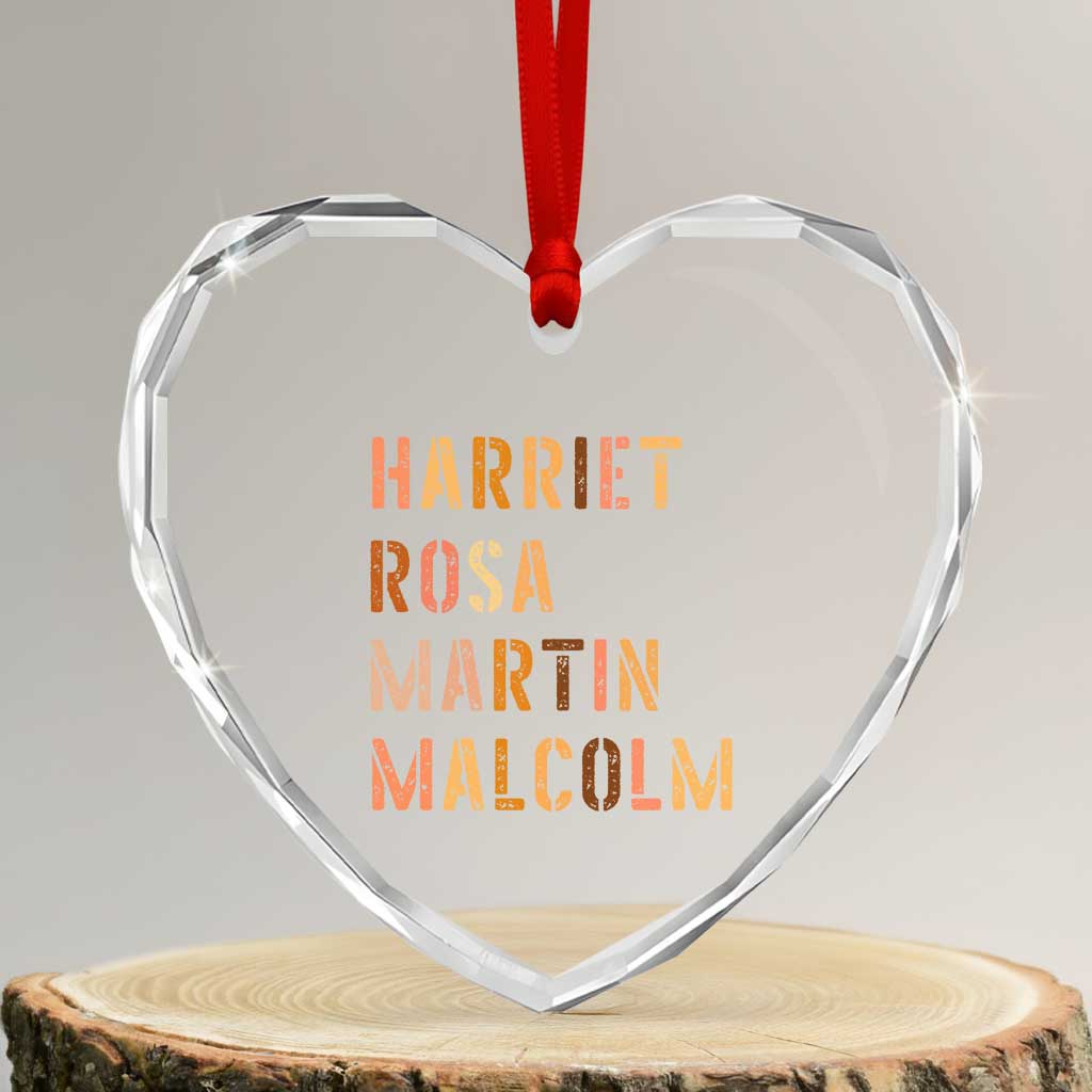 Black History Leaders Heart Crystal Glass Ornament Harriet Rosa Martin Malcolm - Wonder Print Shop