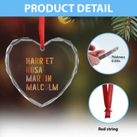 Black History Leaders Heart Crystal Glass Ornament Harriet Rosa Martin Malcolm - Wonder Print Shop