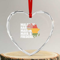 Black History Leaders Heart Crystal Glass Ornament Malcolm Harriet Martin Maya Frederick Africa Map