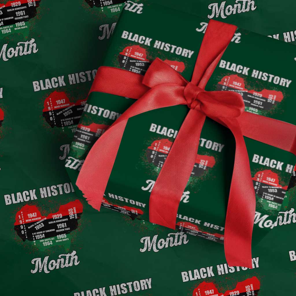 Black History Leaders Wrapping Paper Roll African American Milestones Map Civil Right - Wonder Print Shop