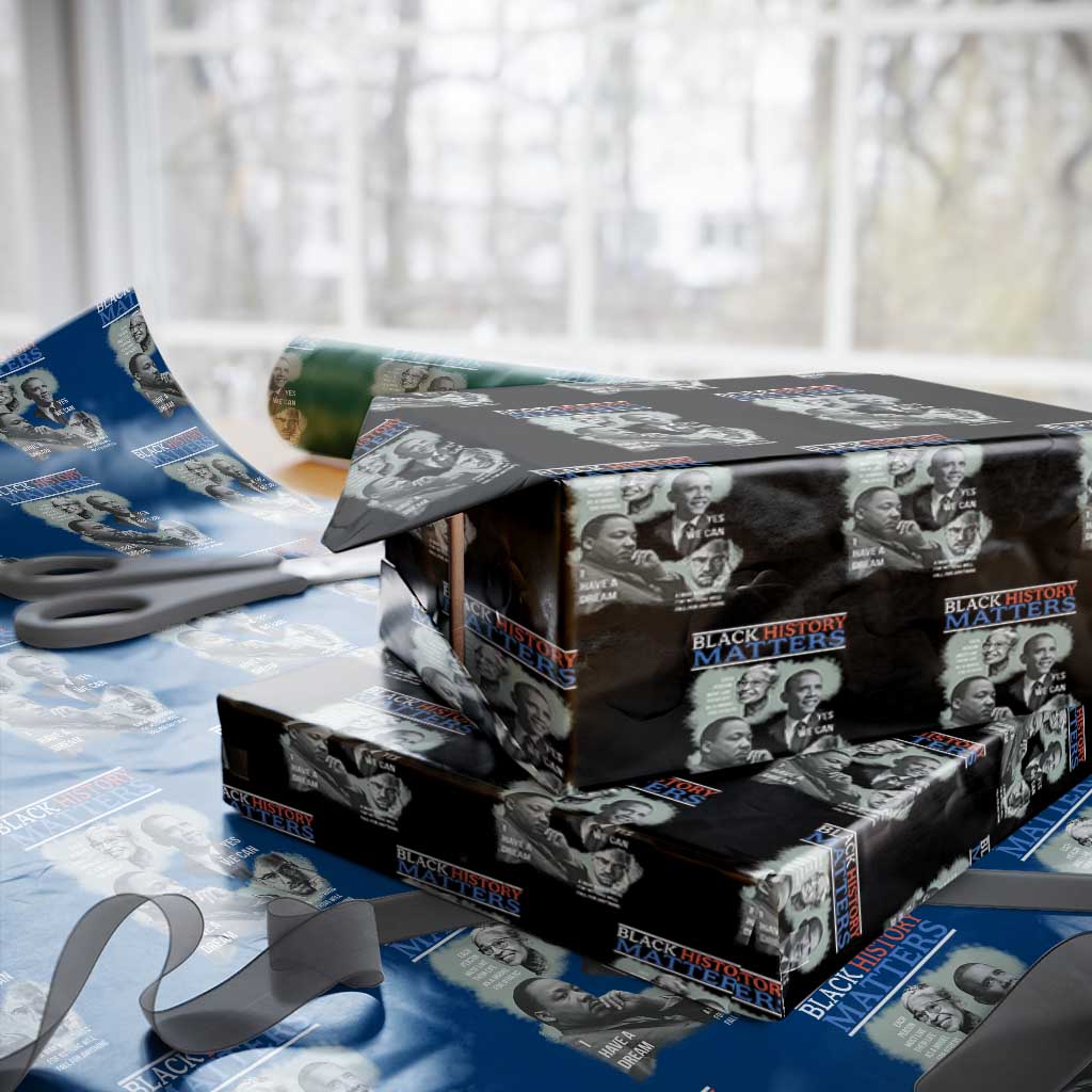 Black History Matters Wrapping Paper Roll MLK Malcolm X Obama Rosa Parks Inspirational Tribute - Wonder Print Shop
