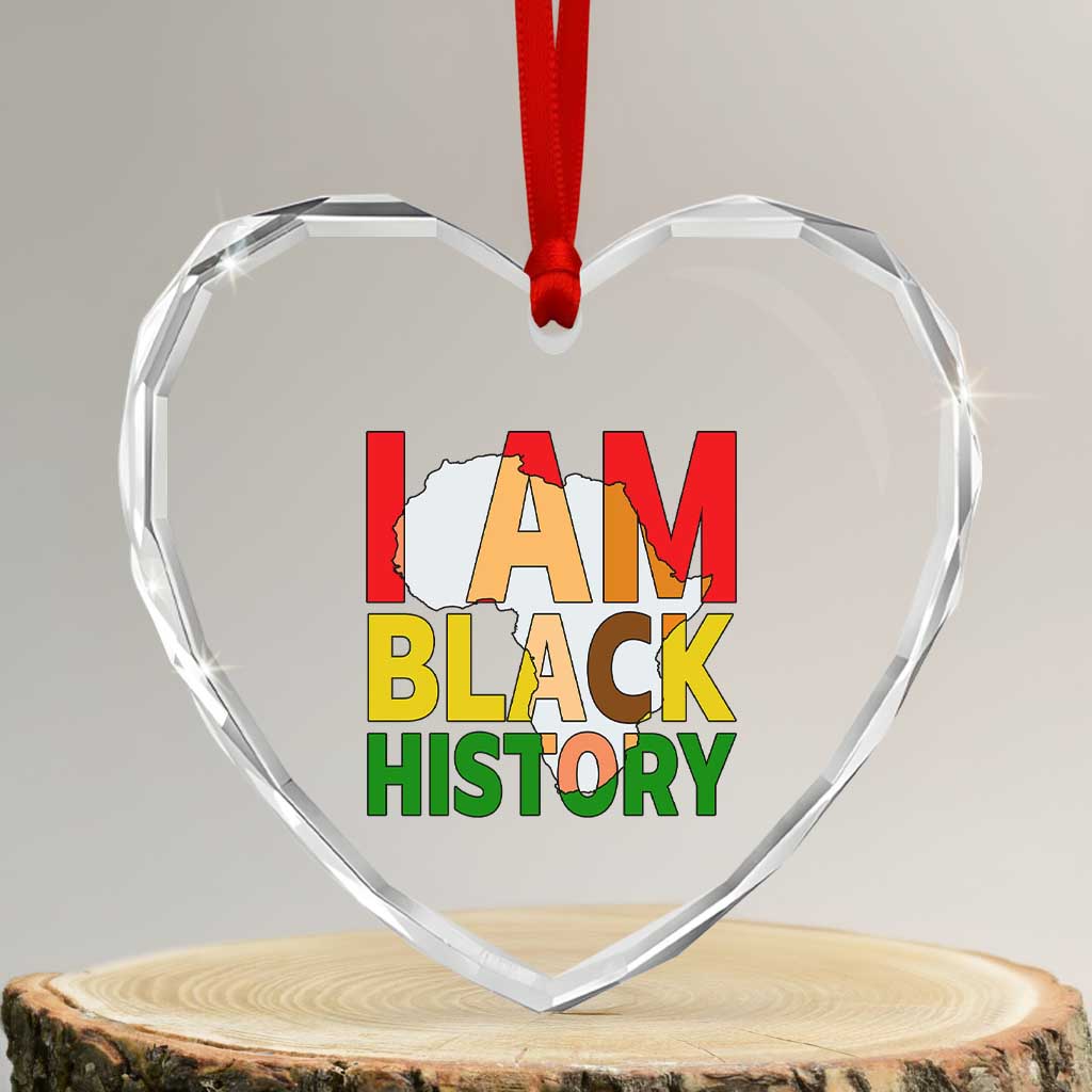 Black History Month African American Heart Crystal Glass Ornament I Am Black History - Wonder Print Shop