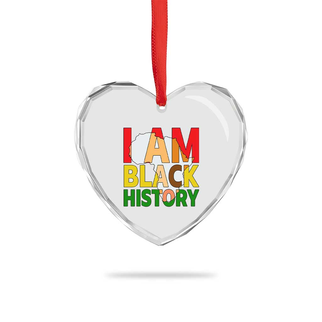 Black History Month African American Heart Crystal Glass Ornament I Am Black History - Wonder Print Shop