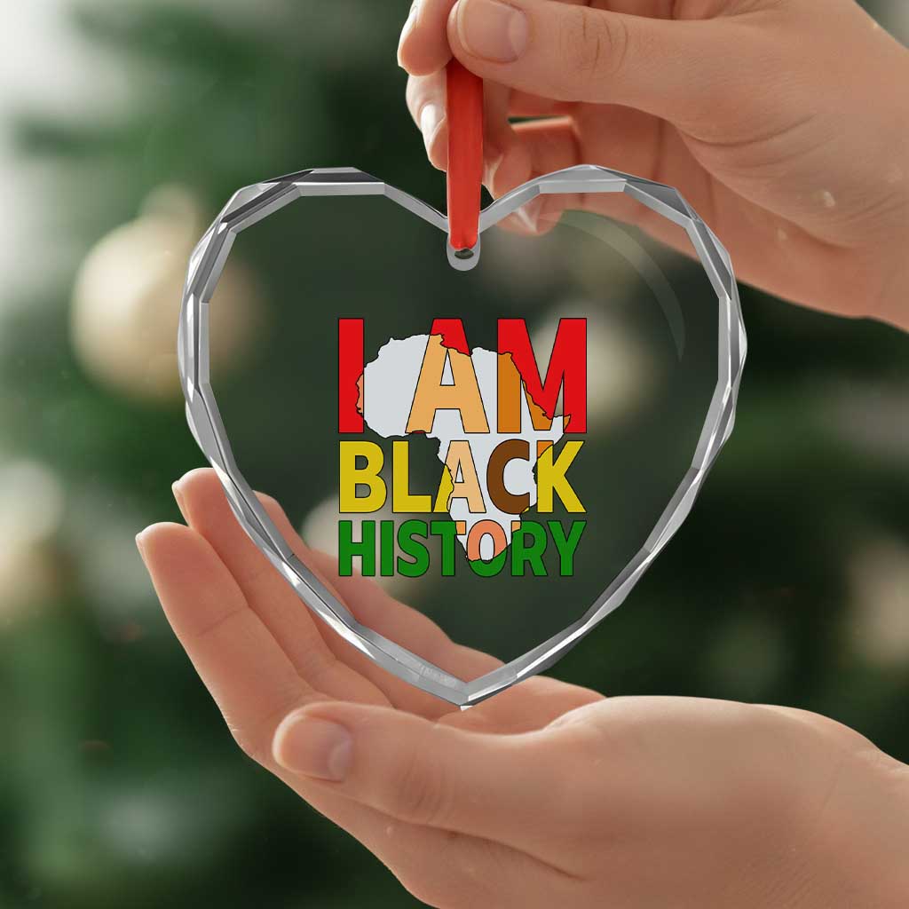 Black History Month African American Heart Crystal Glass Ornament I Am Black History - Wonder Print Shop