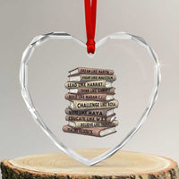 Black History Month African American Leaders Teacher Book Lover Heart Crystal Glass Ornament