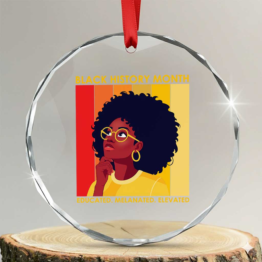 Black History Month Afro Woman Crystal Glass Ornament Educated Melanated Elevated African American Empowerment