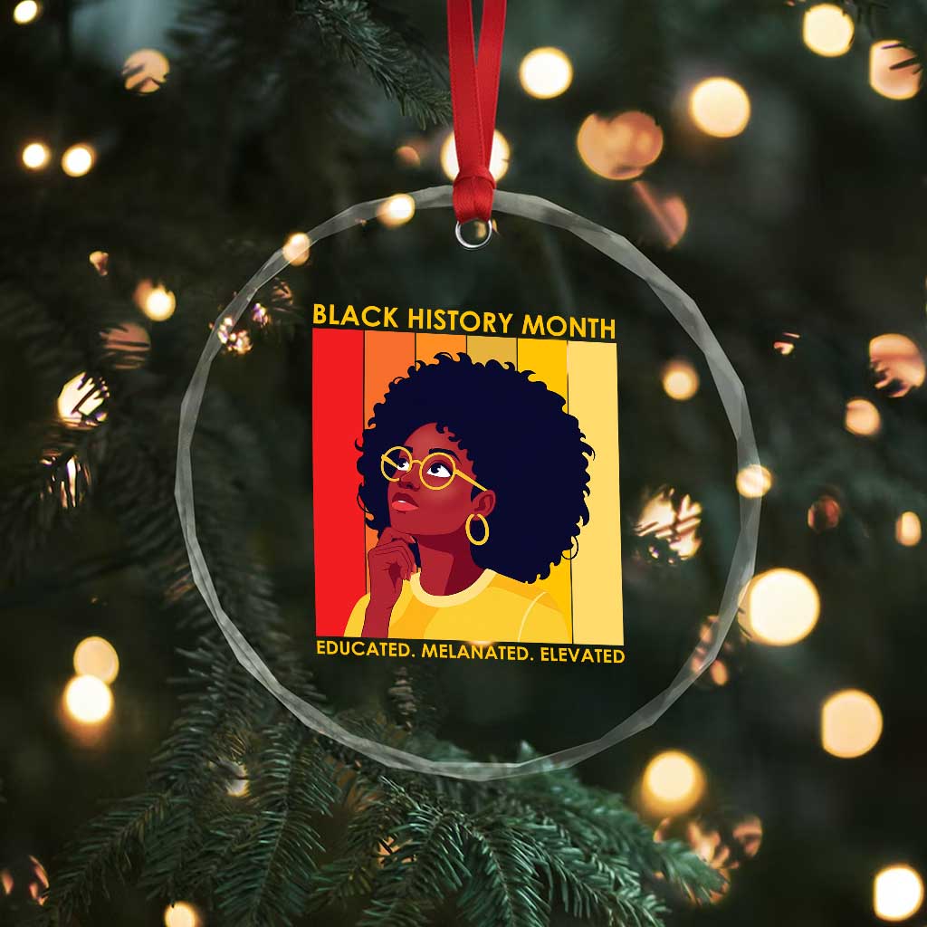 Black History Month Afro Woman Crystal Glass Ornament Educated Melanated Elevated African American Empowerment