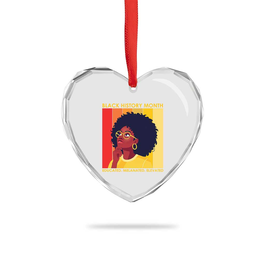 Black History Month Afro Woman Heart Crystal Glass Ornament Educated Melanated Elevated African American Empowerment