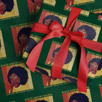 Black History Month Afro Woman Wrapping Paper Roll Educated Melanated Elevated African American Empowerment