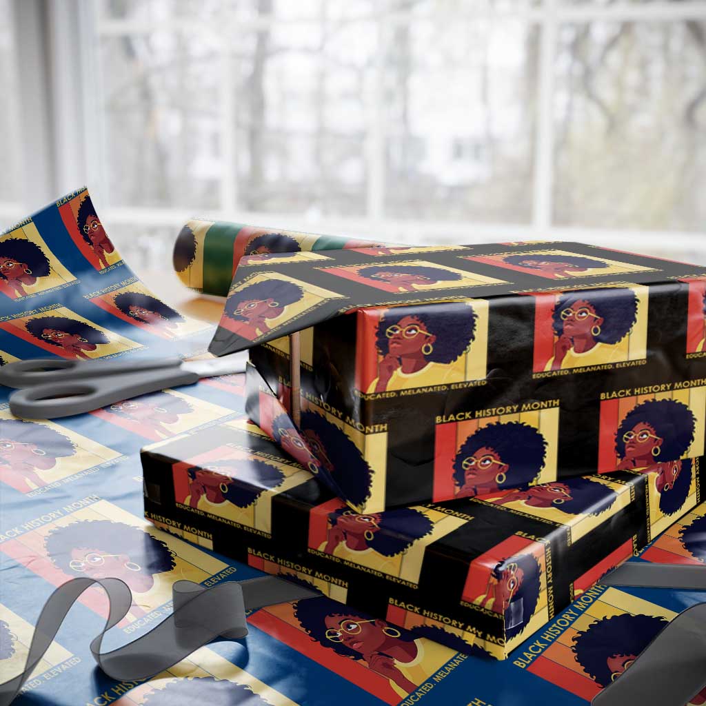 Black History Month Afro Woman Wrapping Paper Roll Educated Melanated Elevated African American Empowerment