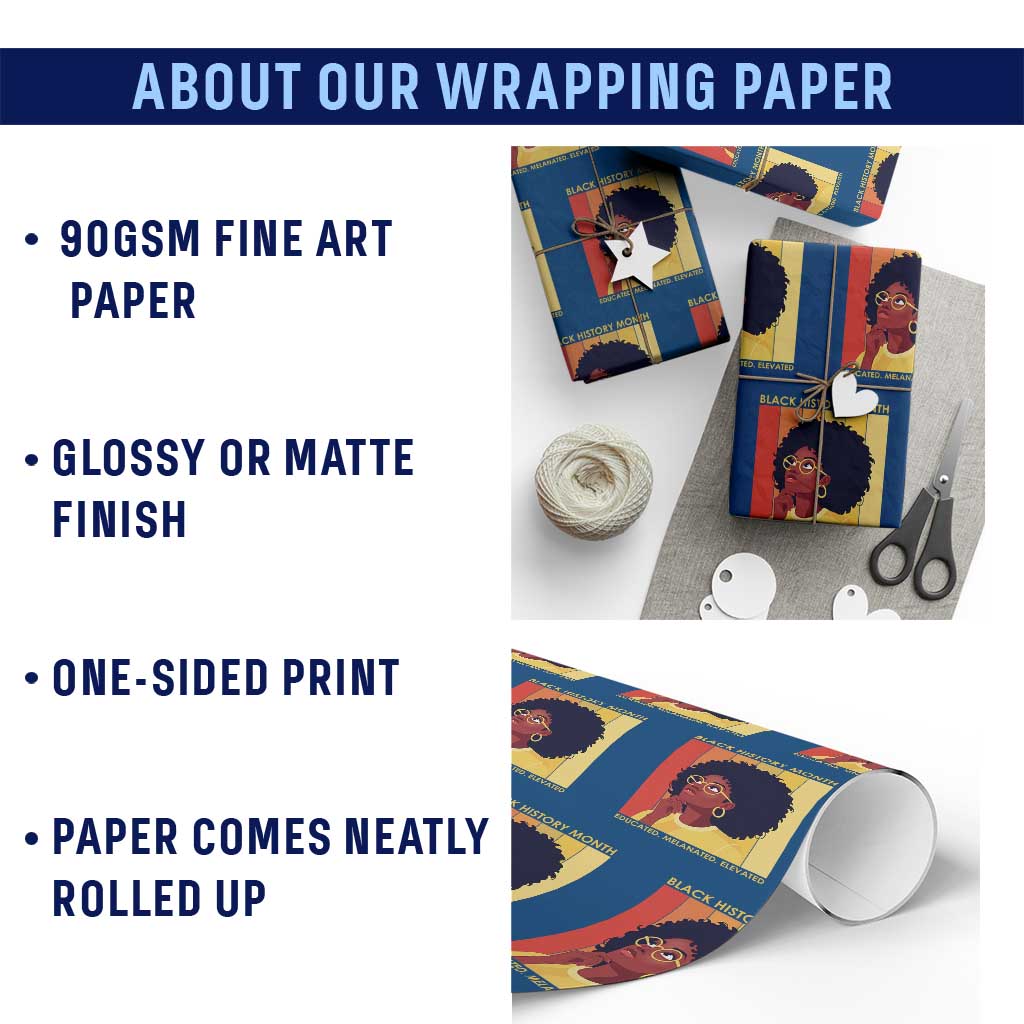 Black History Month Afro Woman Wrapping Paper Roll Educated Melanated Elevated African American Empowerment