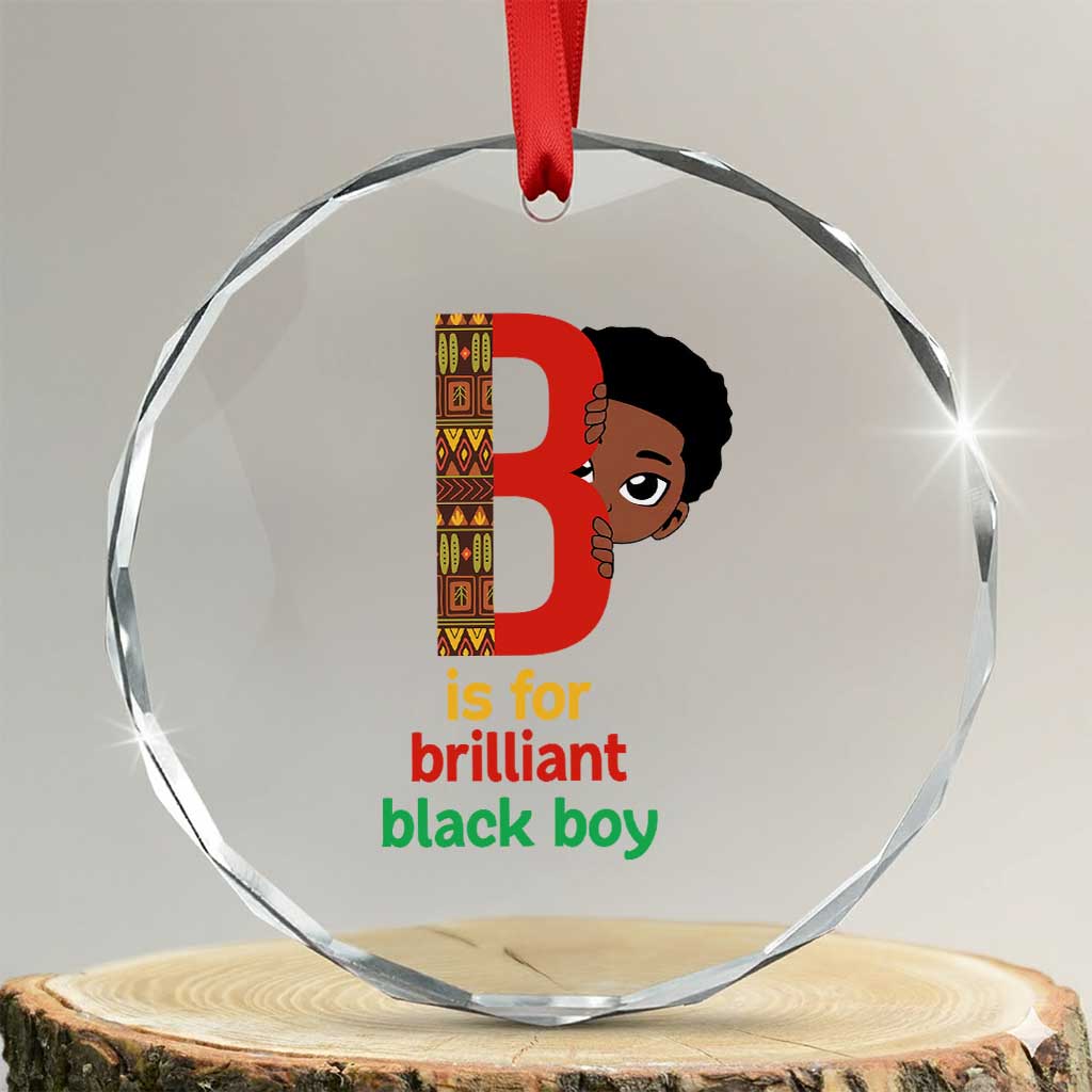 Black History Month Boy Crystal Glass Ornament B Is For Brilliant HBCU Education TS02