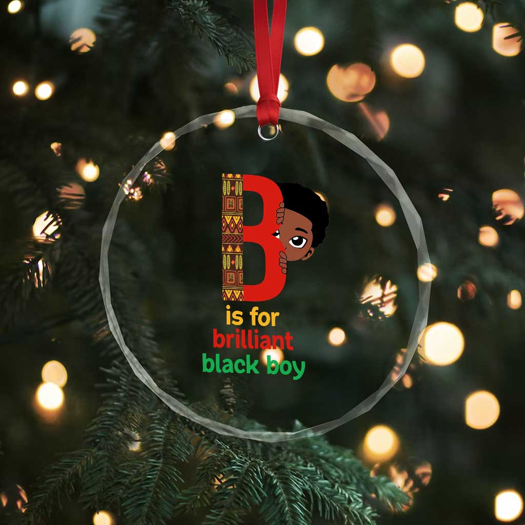 Black History Month Boy Crystal Glass Ornament B Is For Brilliant HBCU Education TS02