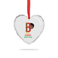 Black History Month Boy Heart Crystal Glass Ornament B Is For Brilliant HBCU Education - Wonder Print Shop
