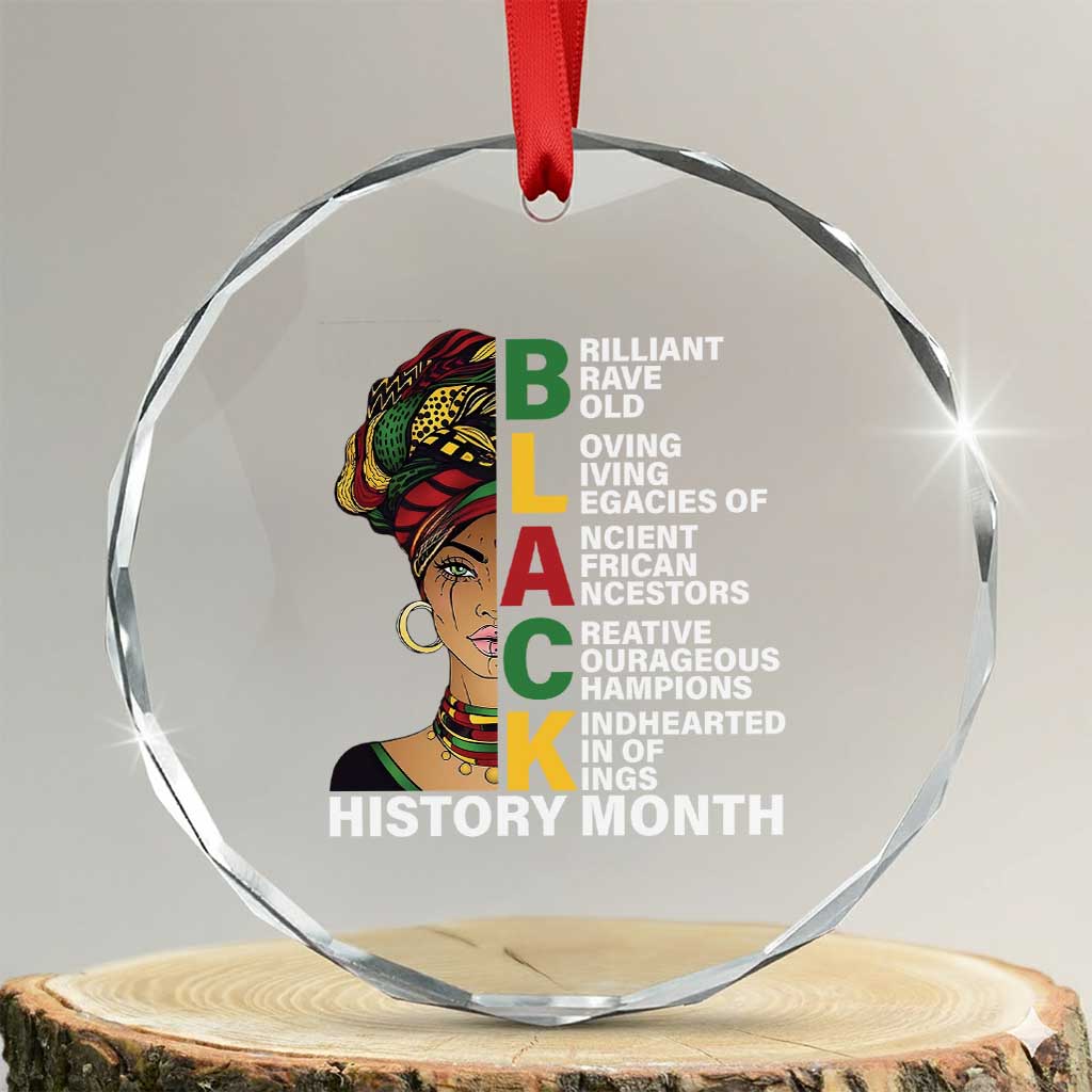 Black History Month Brilliant Brave Bold Crystal Glass Ornament African American Pride
