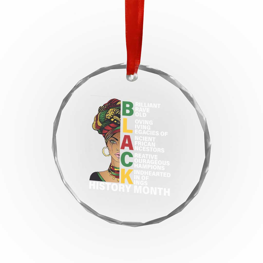 Black History Month Brilliant Brave Bold Crystal Glass Ornament African American Pride