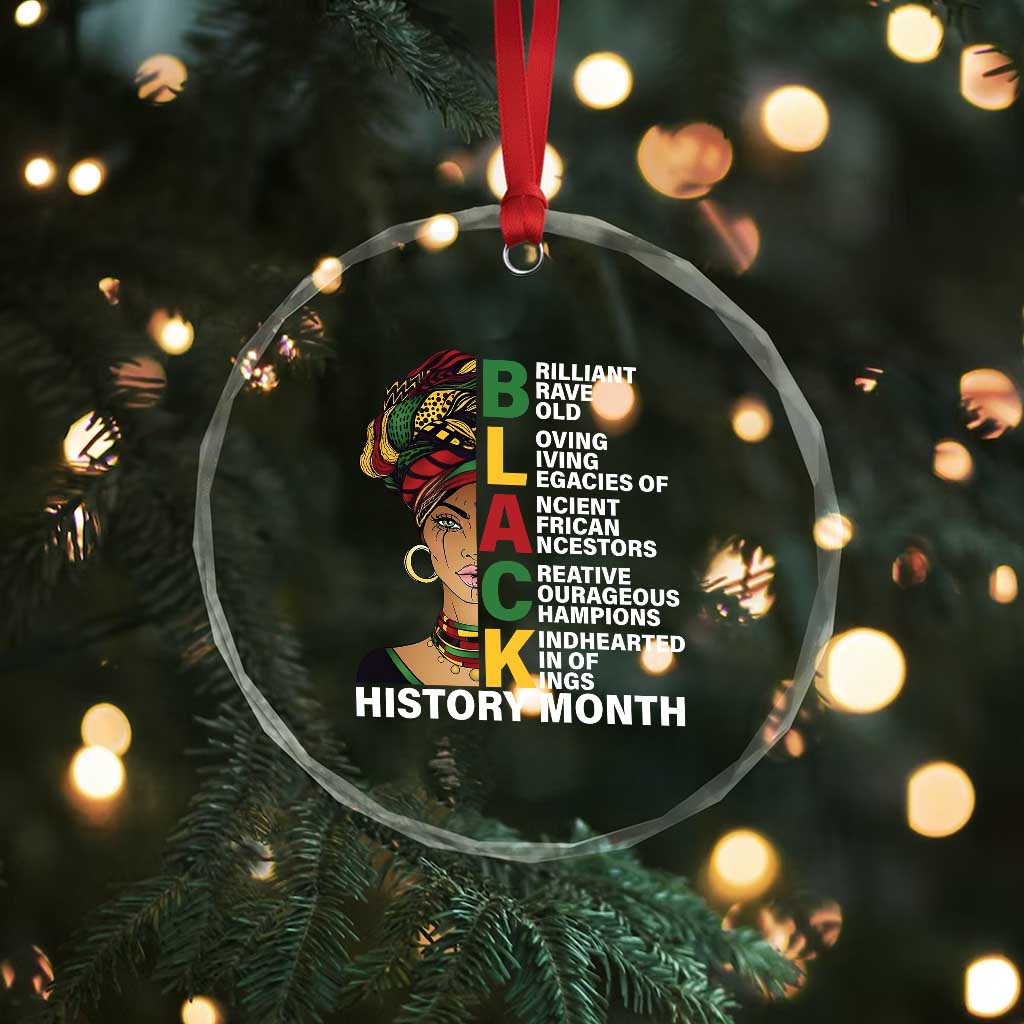 Black History Month Brilliant Brave Bold Crystal Glass Ornament African American Pride