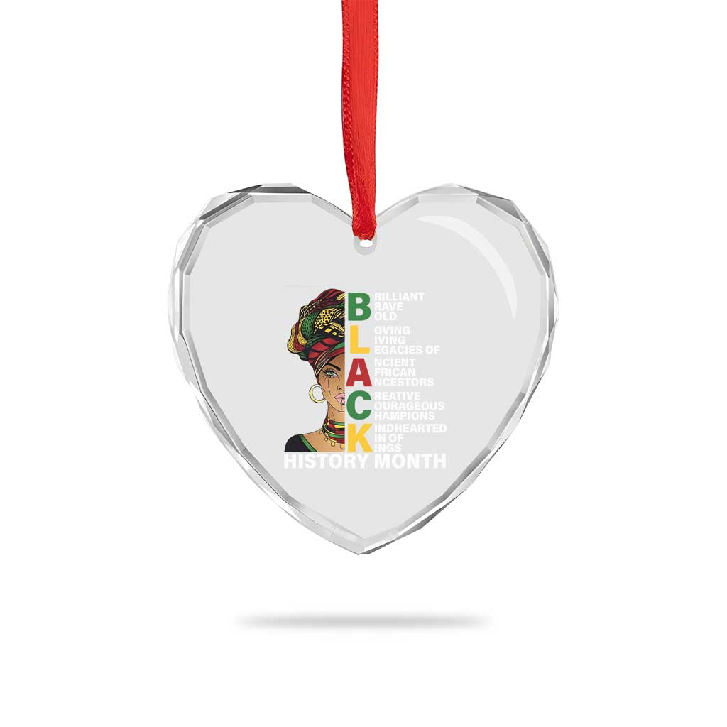 Black History Month Brilliant Brave Bold Heart Crystal Glass Ornament African American Pride