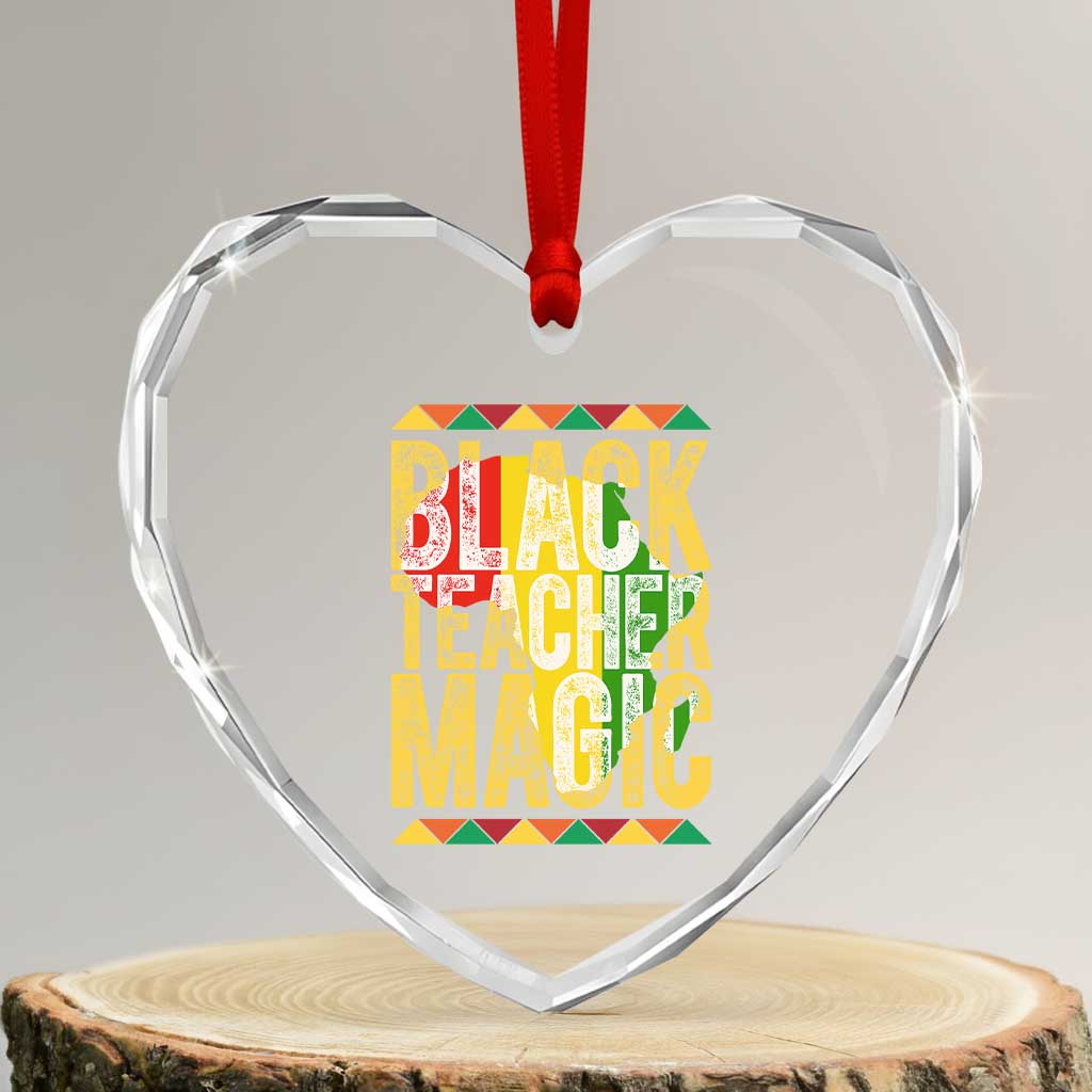 Black History Month Gift Heart Crystal Glass Ornament Black Teacher Magic - Wonder Print Shop