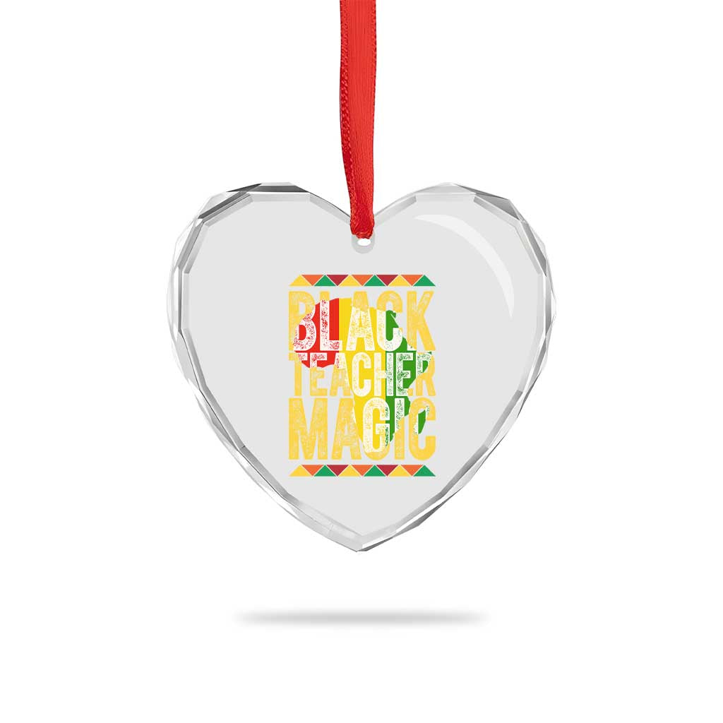 Black History Month Gift Heart Crystal Glass Ornament Black Teacher Magic - Wonder Print Shop
