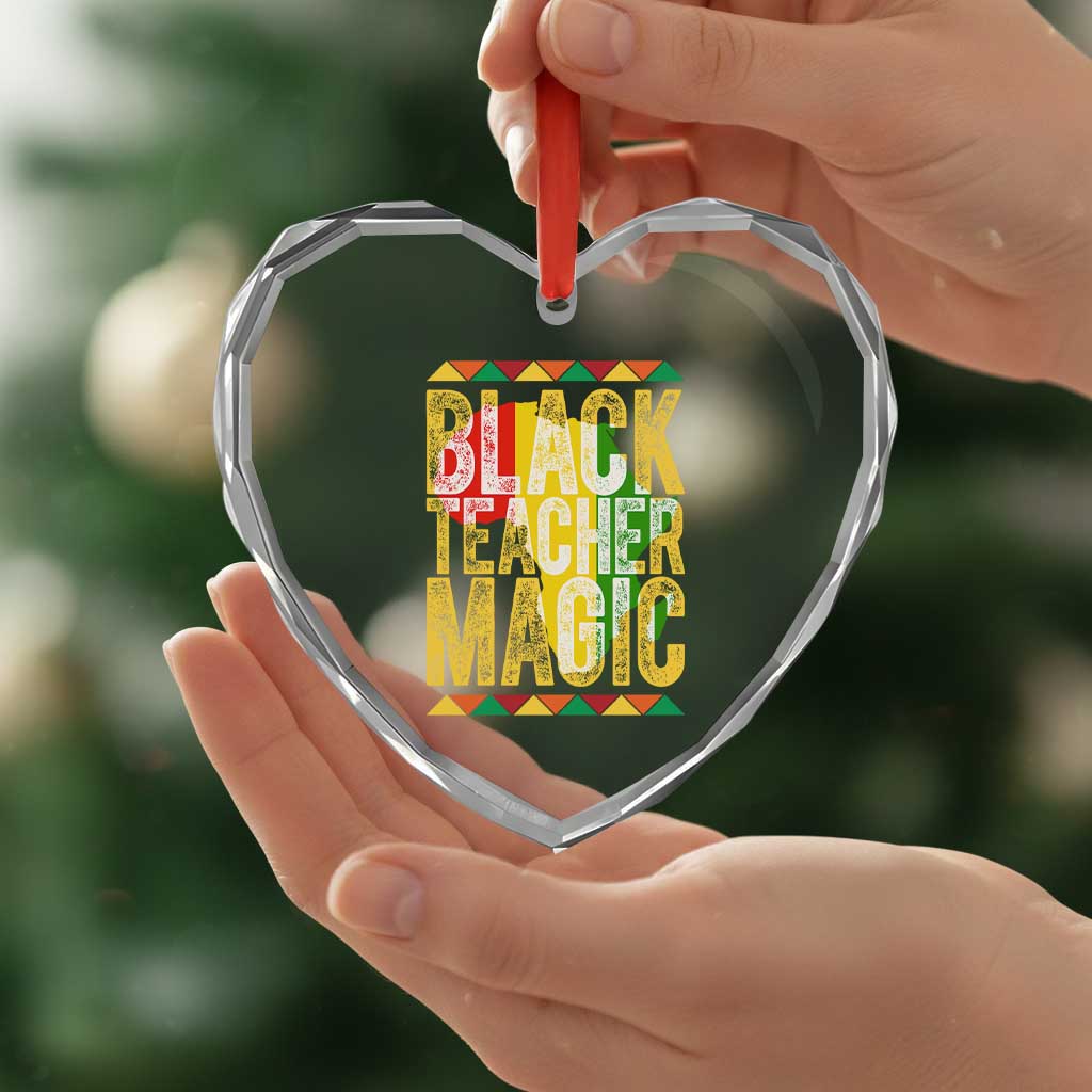 Black History Month Gift Heart Crystal Glass Ornament Black Teacher Magic - Wonder Print Shop