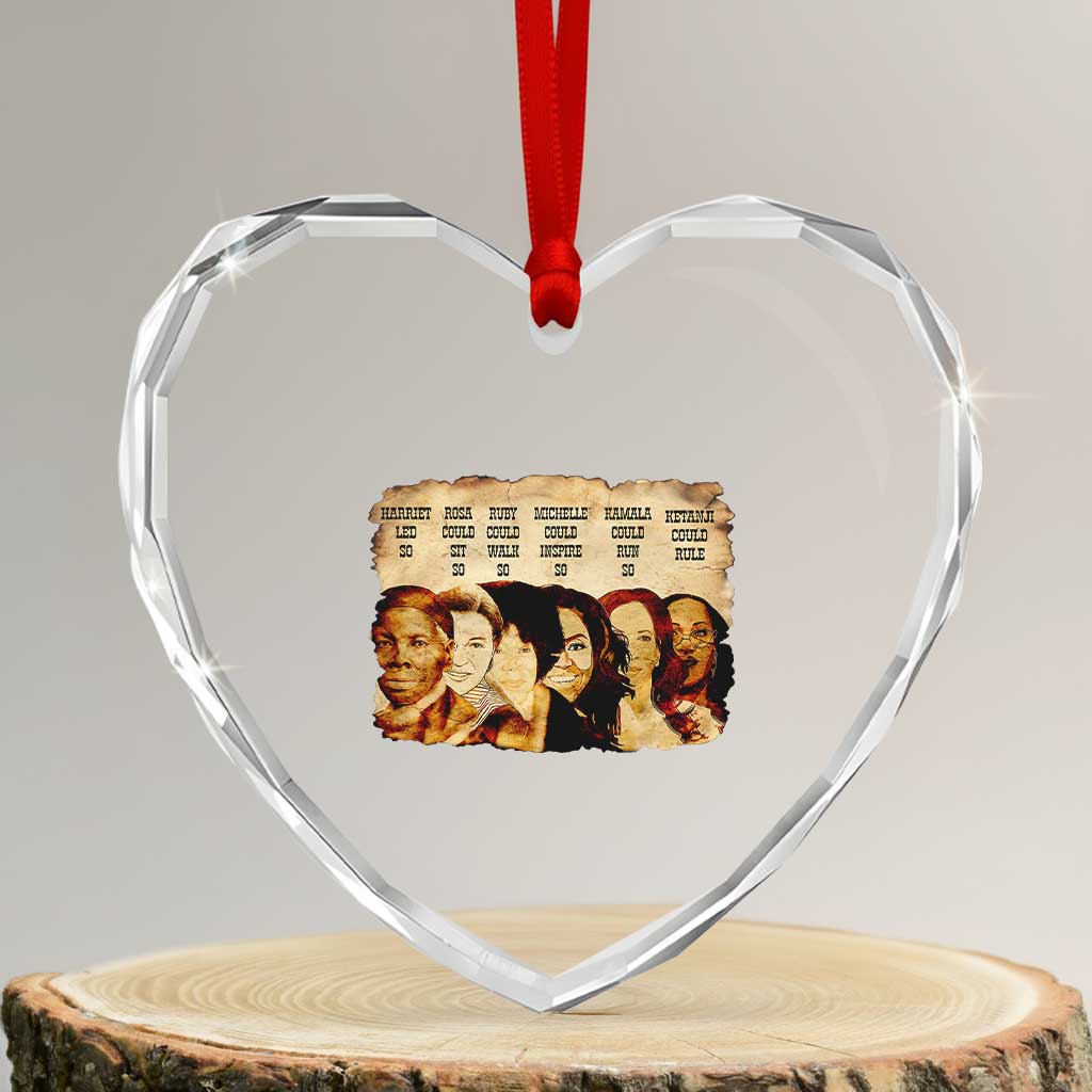 Black History Month Heart Crystal Glass Ornament African American Women Pride - Wonder Print Shop