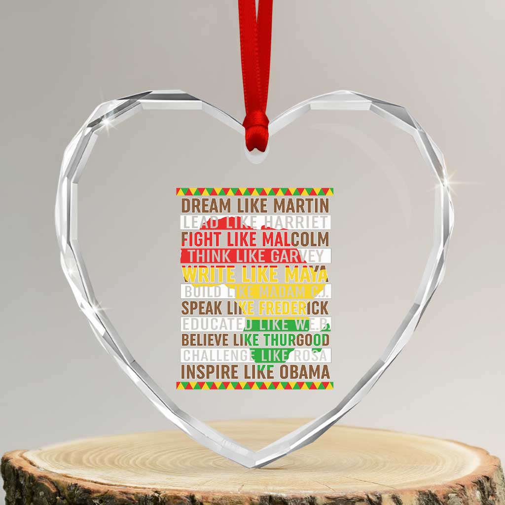 Black History Month Heart Crystal Glass Ornament Dream Like Martin Lead Like Harriet