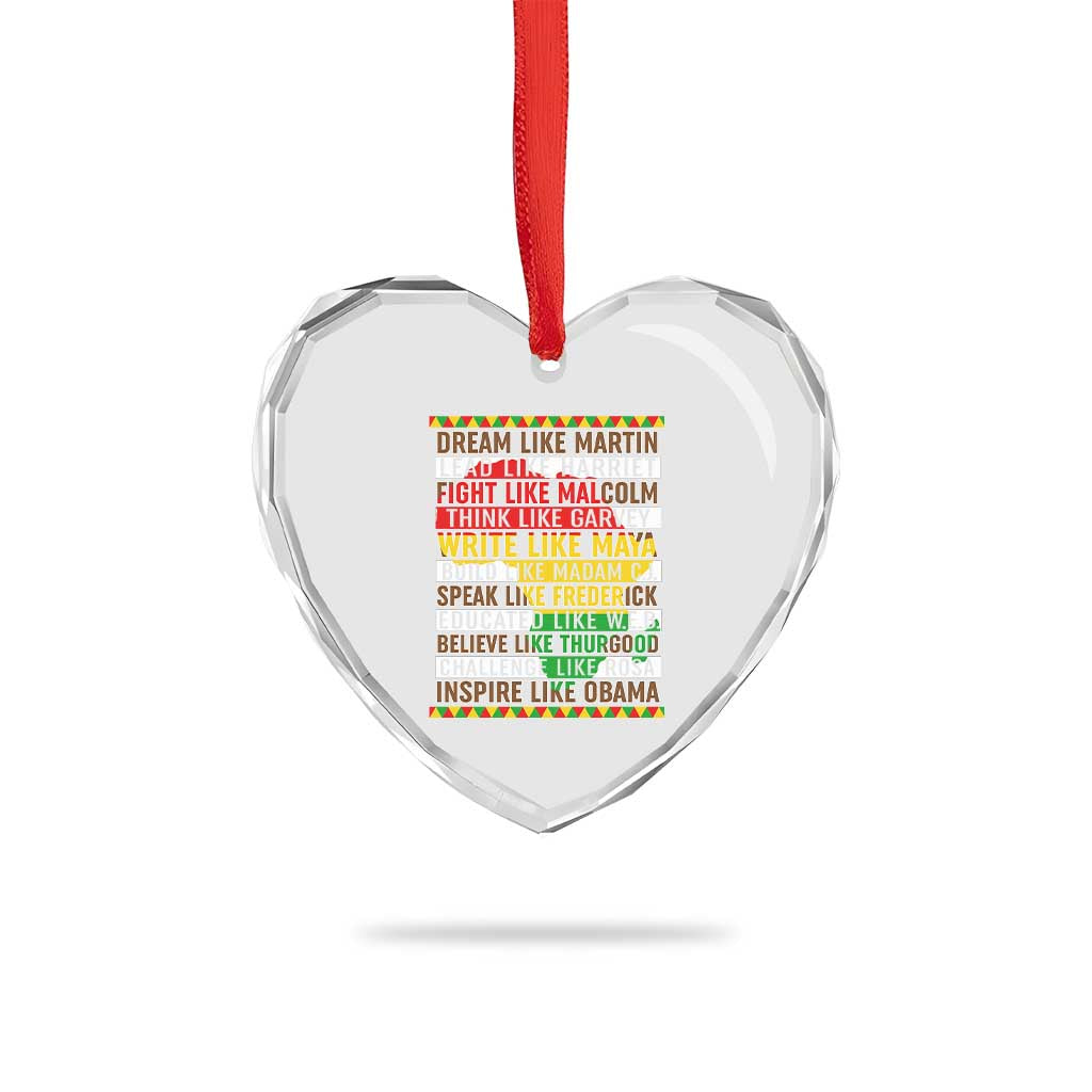 Black History Month Heart Crystal Glass Ornament Dream Like Martin Lead Like Harriet