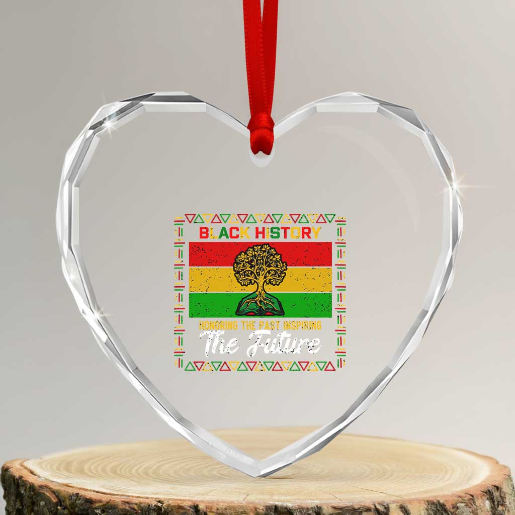 Black History Month Heart Crystal Glass Ornament Honoring The Past Inspiring The Future - Wonder Print Shop