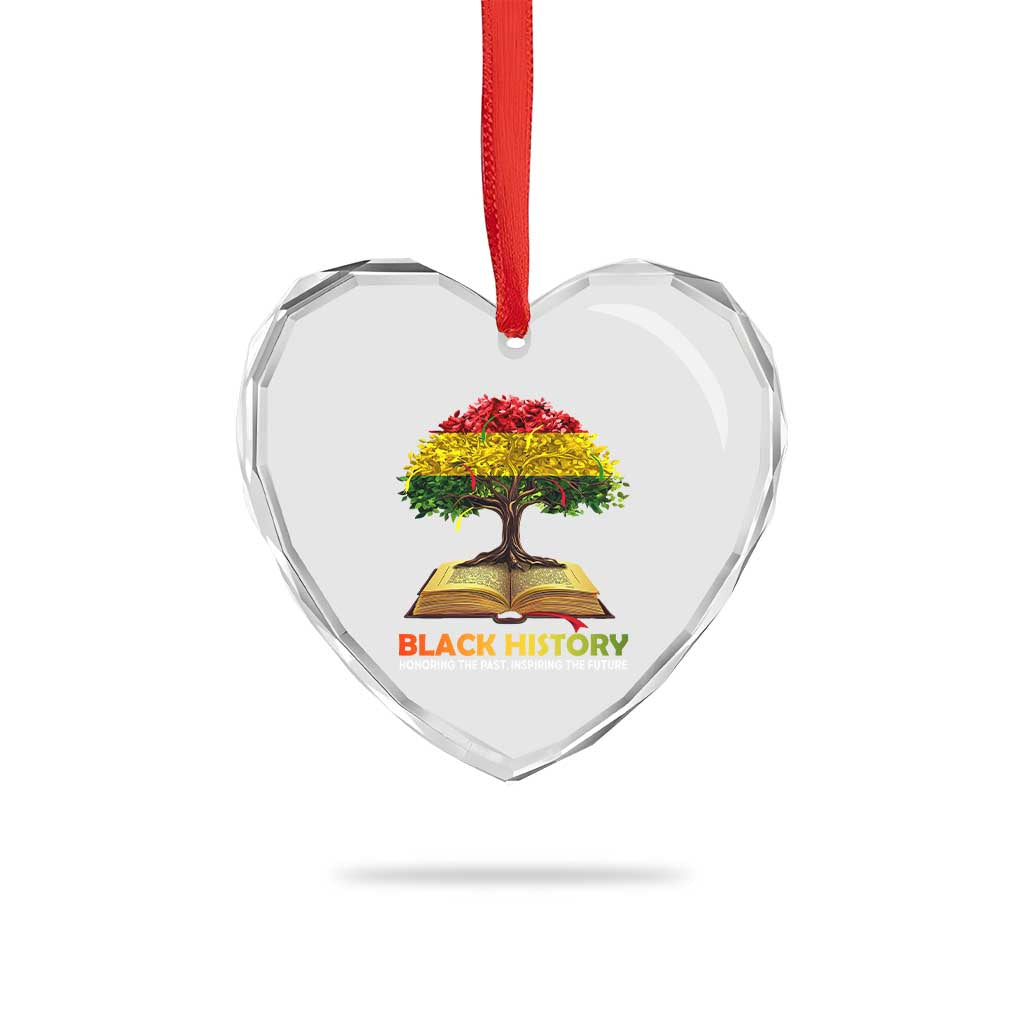 Black History Month Heart Crystal Glass Ornament Honoring The Past Inspiring The Future African American Roots Pride - Wonder Print Shop