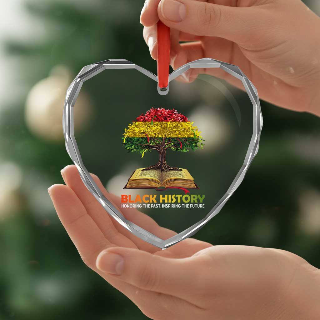Black History Month Heart Crystal Glass Ornament Honoring The Past Inspiring The Future African American Roots Pride - Wonder Print Shop