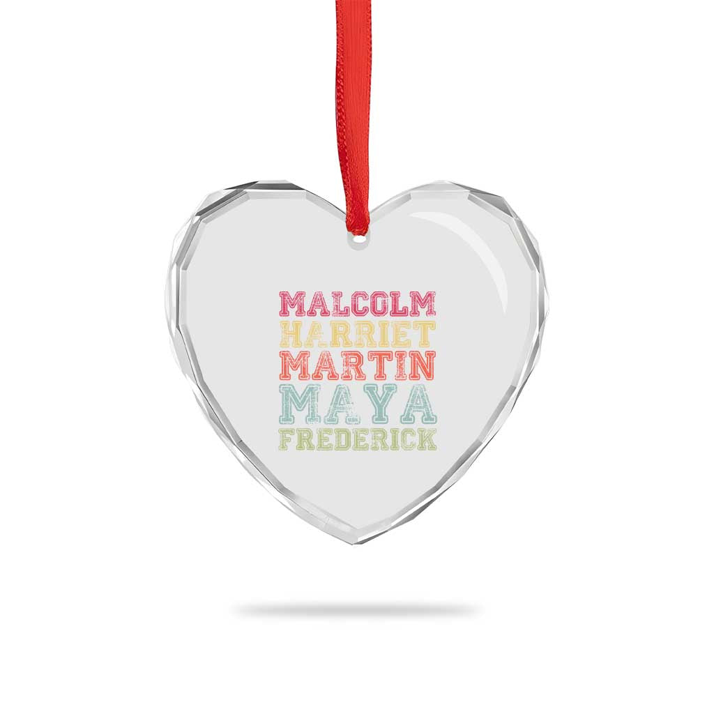 Black History Month Heart Crystal Glass Ornament Malcolm Harriet Martin Maya Frederick Civil Right Leaders - Wonder Print Shop