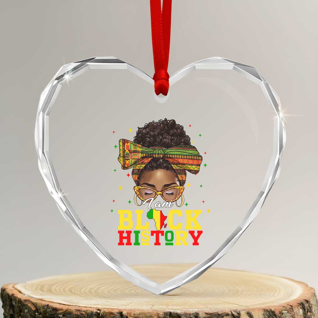 Black History Month Heart Crystal Glass Ornament Messy Pun Afro African American