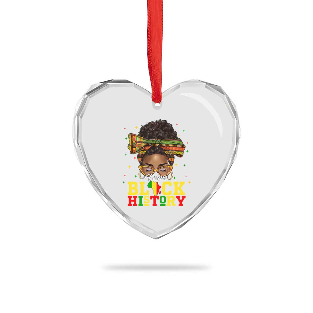 Black History Month Heart Crystal Glass Ornament Messy Pun Afro African American