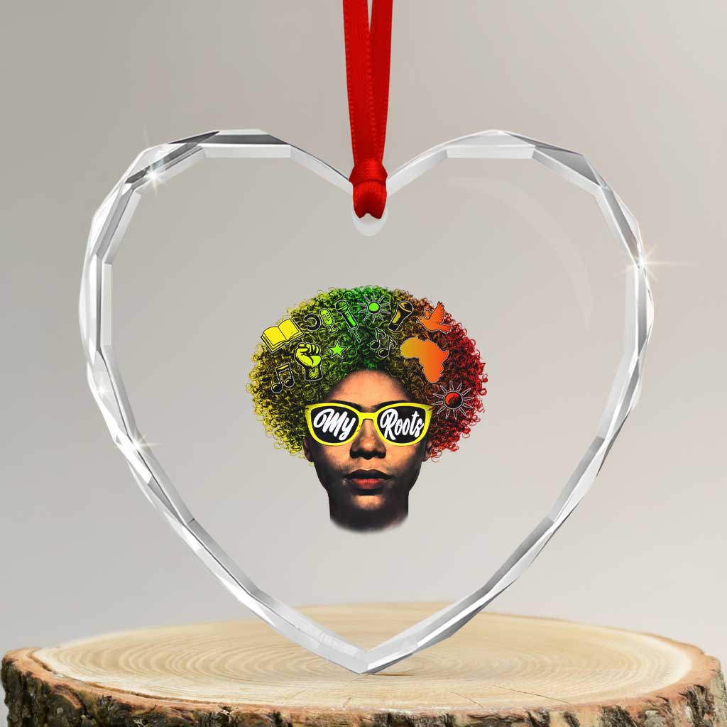 Black History Month Heart Crystal Glass Ornament My Roots African American Pride Gift - Wonder Print Shop