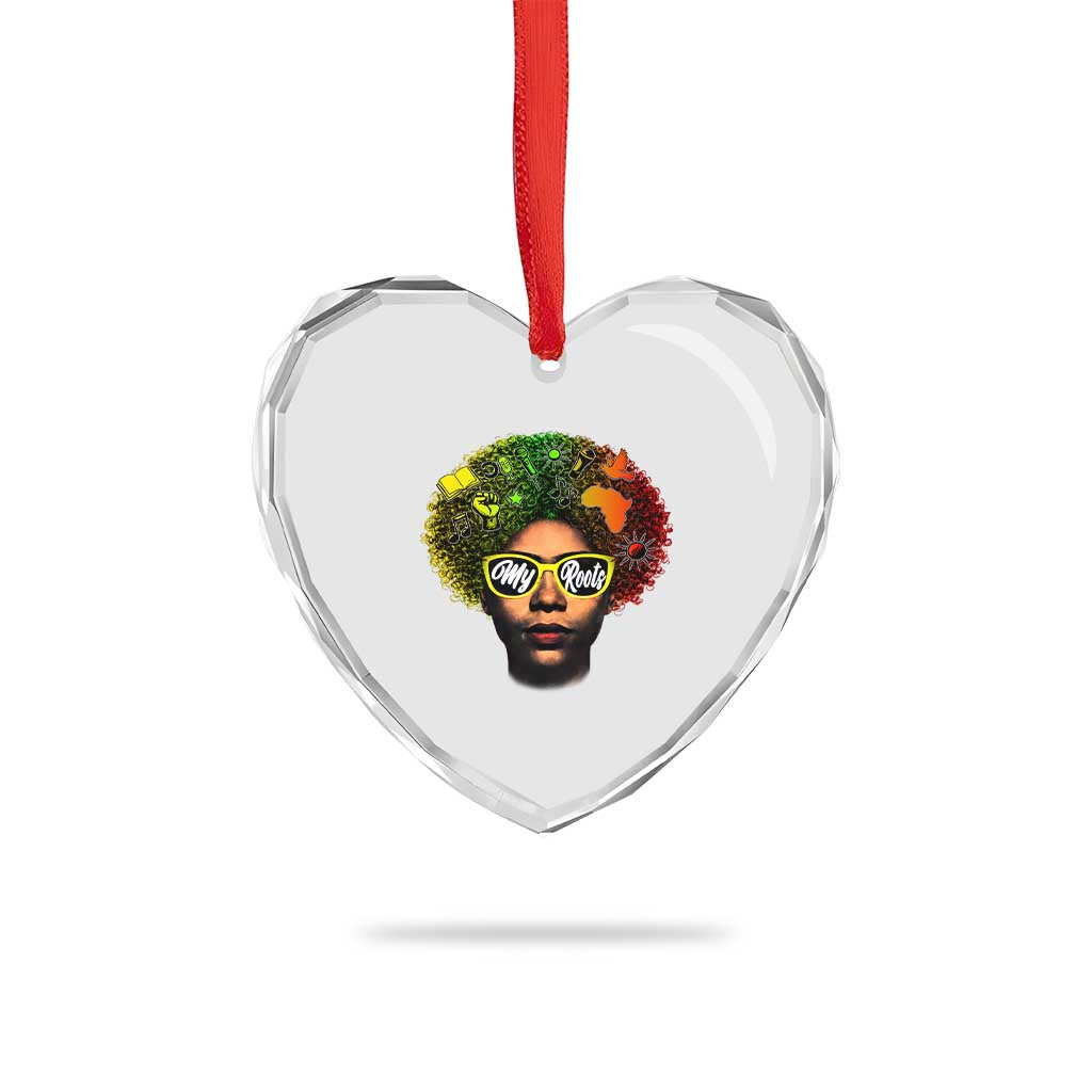 Black History Month Heart Crystal Glass Ornament My Roots African American Pride Gift - Wonder Print Shop
